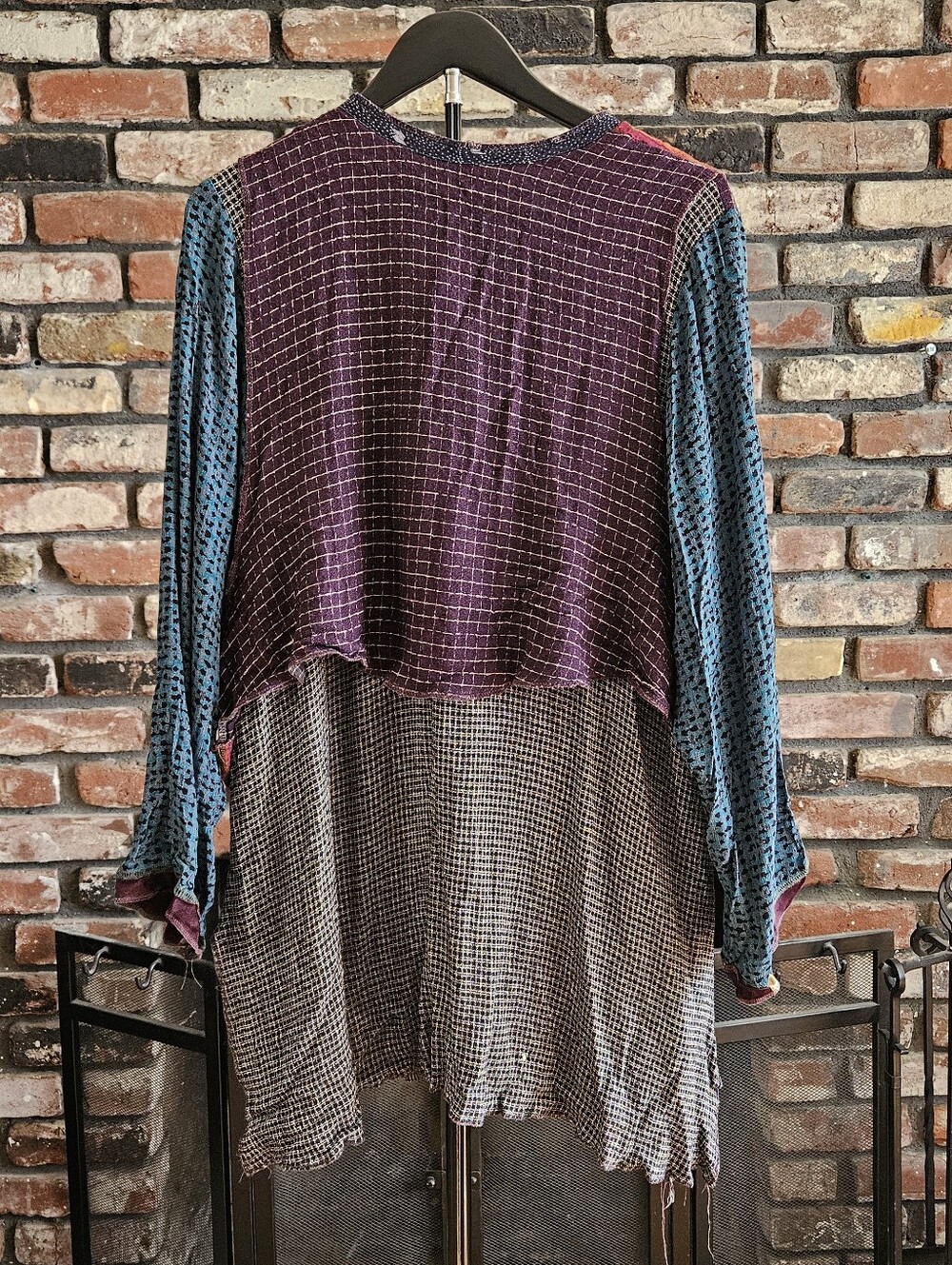 Nothing Matches Boho Lagenlook Patchwork Button-Front Tunic - Picture 2 of 5